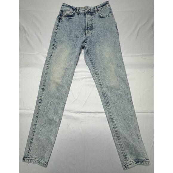 We The Free Blue Acid Wash Distressed High Rise Button Fly Skinny Jeans - Sz 26 - Picture 1 of 6